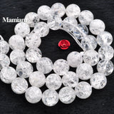 Cracked Crystal Quartz Beads Smooth Loose Stone DIY Bracelet Necklace