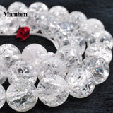 Cracked Crystal Quartz Beads Smooth Loose Stone DIY Bracelet Necklace