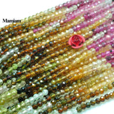 Mamiam Natural AA Colorful Tourmaline Faceted Round Beads 2mm 2.8mm