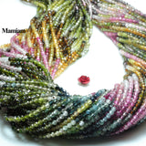 Mamiam Natural AA Colorful Tourmaline Faceted Round Beads 2mm 2.8mm