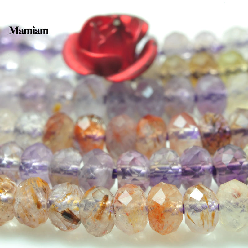 Mamiam Auralite 23 Quartz Crystal Rondelle Beads 2x3.6mm DIY Jewelry Making