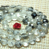 Natural Rutilated Quartz Faceted Flat Stone Beads 6mm
