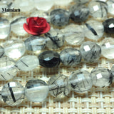 Natural Rutilated Quartz Faceted Flat Stone Beads 6mm
