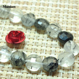 Natural Rutilated Quartz Faceted Flat Stone Beads 6mm