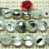Natural Rutilated Quartz Faceted Flat Stone Beads 6mm