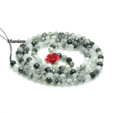 Mamiam Rutilated Quartz Faceted Round Beads 3mm Gemstone Bracelet Necklace DIY