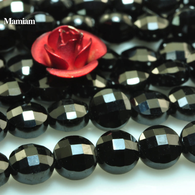Mamiam Natural Spinel Faceted Flat Round Coin Beads 4mm