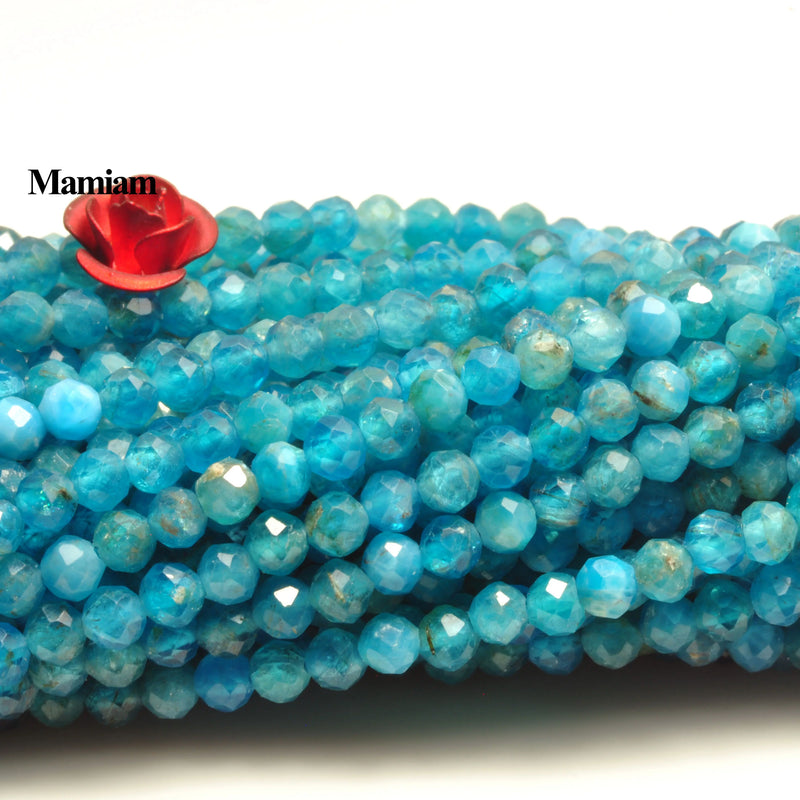 Natural Apatite Faceted Round Beads 3mm DIY Bracelet Necklace Jewelry Making