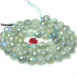 Mamiam Natural Flash Labradorite Faceted Round Coin Beads