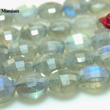 Mamiam Natural Flash Labradorite Faceted Round Coin Beads