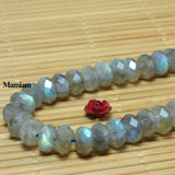 Mamiam Natural Labradorite Faceted Rondelle Beads 5x7mm