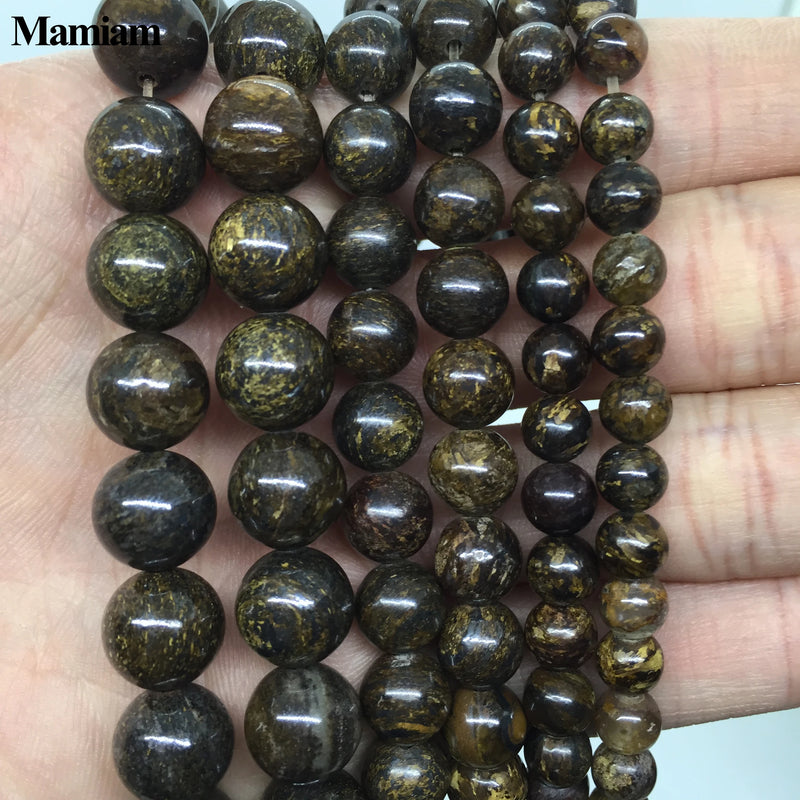 Natural Bronzite Beads 6mm 8mm 10mm Smooth Round Loose Stone Diy Bracelet