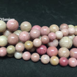Mamiam Natural Pink Rhodonite Beads 6-10mm Smooth Round Stone DIY Jewelry Making