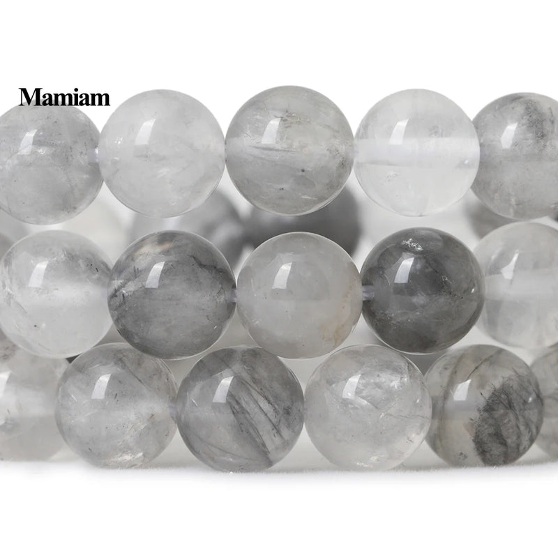 Mamiam Natural Cloudy Quartz Crystal Beads 6-10mm Round Stone Diy Jewelry Making