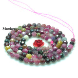 Natural Tourmaline Faceted Round Beads 3.8mm DIY Jewelry Making