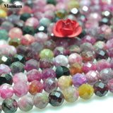 Natural Tourmaline Faceted Round Beads 3.8mm DIY Jewelry Making