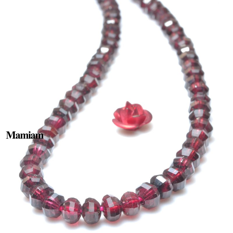 Mamiam Natural Garnet Faceted Rondelle Charm Beads 3x4mm
