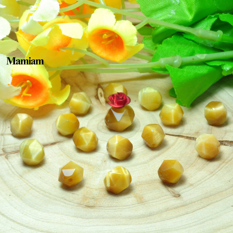 Golden Tiger Eye Diamond 8mm 10mm Faceted Beads Loose Stones