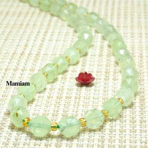 Green Prehnite Faceted Cylinder Beads 7x8mm - DIY Bracelet Necklace