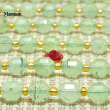 Green Prehnite Faceted Cylinder Beads 7x8mm - DIY Bracelet Necklace