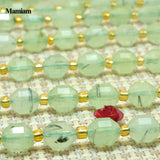 Green Prehnite Faceted Cylinder Beads 7x8mm - DIY Bracelet Necklace