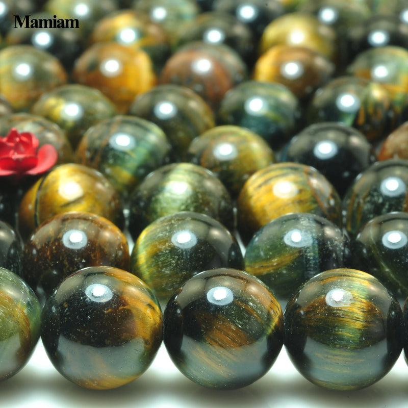 Natural Hawk-Tiger's Eye Beads 6mm 8mm 10mm Smooth Round Stone Diy Bracelet