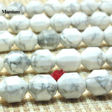 Natural Howlite Faceted Cylinder Charm Beads 9x10mm Diy Jewelry Making