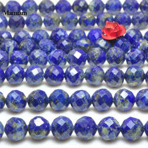 Natural Lapis Lazuli Faceted Round Beads 5mm 6mm DIY Bracelet Necklace