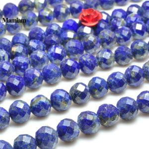 Natural Lapis Lazuli Faceted Round Beads 5mm 6mm DIY Bracelet Necklace