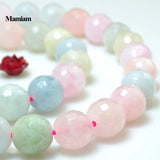 Natural Morganite Faceted Round Beads 6mm 8mm 10mm Smooth Loose Stone