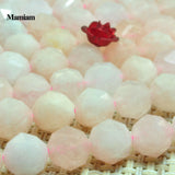 Natural Morganite Pink Diamond Faceted Round Beads 6mm 8mm DIY Jewelry