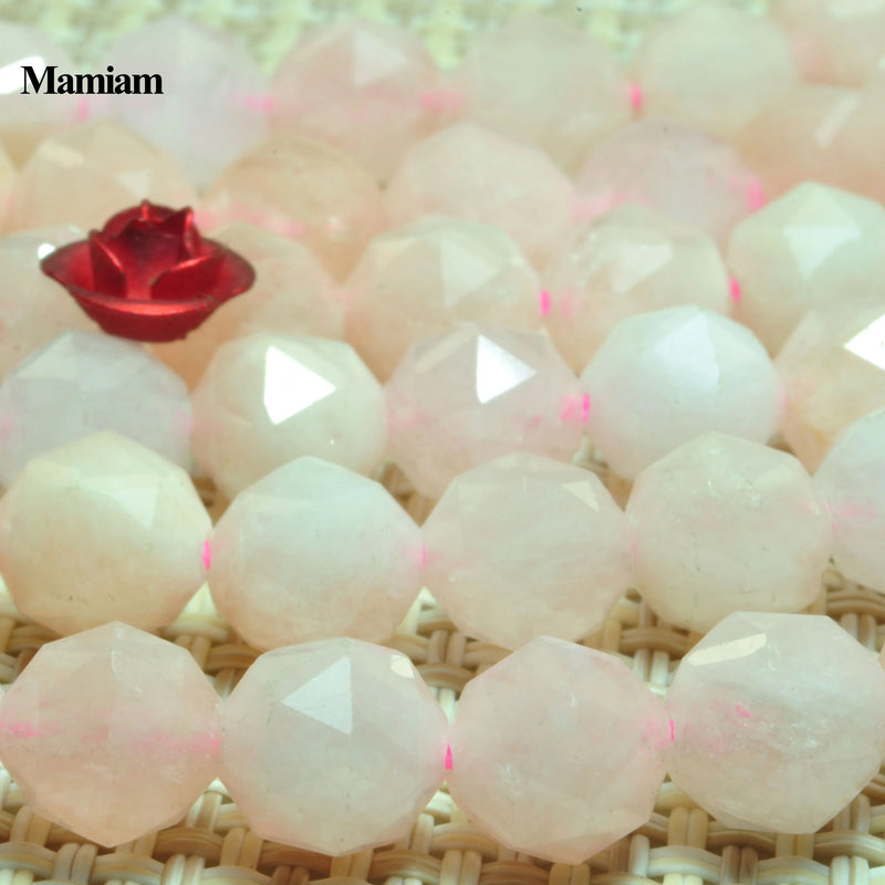Natural Morganite Pink Diamond Faceted Round Beads 6mm 8mm DIY Jewelry