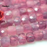 Pink Tourmaline Faceted Square Stone Round Beads