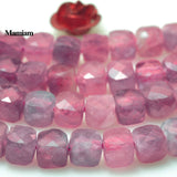 Pink Tourmaline Faceted Square Stone Round Beads