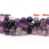 Natural Purple Fluorite Beads 6-10mm DIY Jewelry Making Gemstone