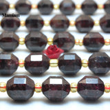 Mamiam Natural Red Garnet Faceted Cylinder Charm Beads 7x8mm