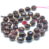 Mamiam Natural Red Garnet Faceted Cylinder Charm Beads 7x8mm