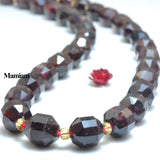 Mamiam Natural Red Garnet Faceted Cylinder Charm Beads 7x8mm