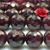 Natural Red Garnet Faceted Round Beads for DIY Jewelry