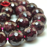 Natural Red Garnet Faceted Round Beads for DIY Jewelry