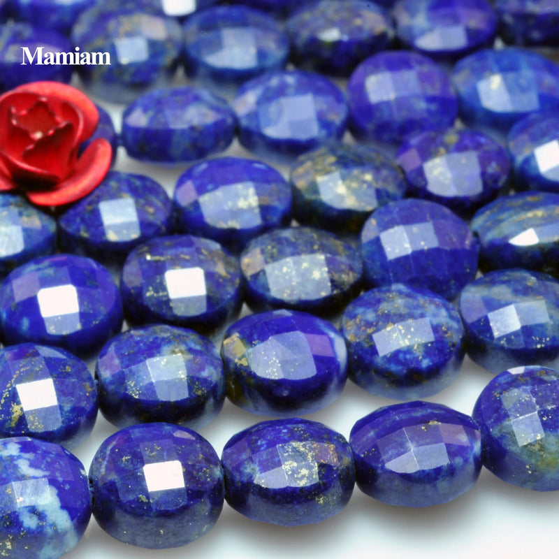 Mamiam Lapis Lazuli Faceted Coin Charm Beads 4mm 6mm