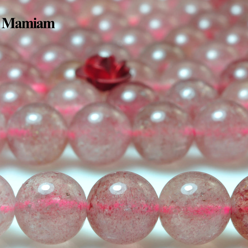 Natural Strawberry Quartz Beads 6-10mm Round Loose Stone