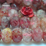 Strawberry Quartz Crystal Faceted Rondelle Beads 4x6mm 5x7mm