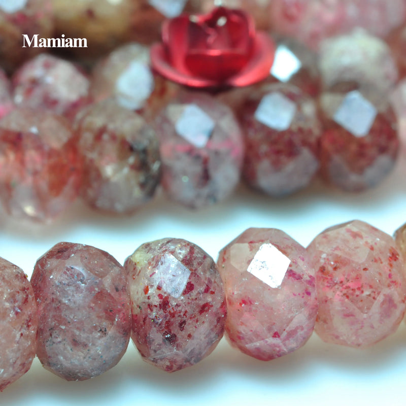 Strawberry Quartz Crystal Faceted Rondelle Beads 4x6mm 5x7mm