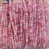 Mamiam Natural Strawberry Quartz Crystal Faceted Square Beads 4mm