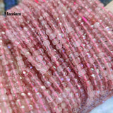 Mamiam Natural Strawberry Quartz Crystal Faceted Square Beads 4mm