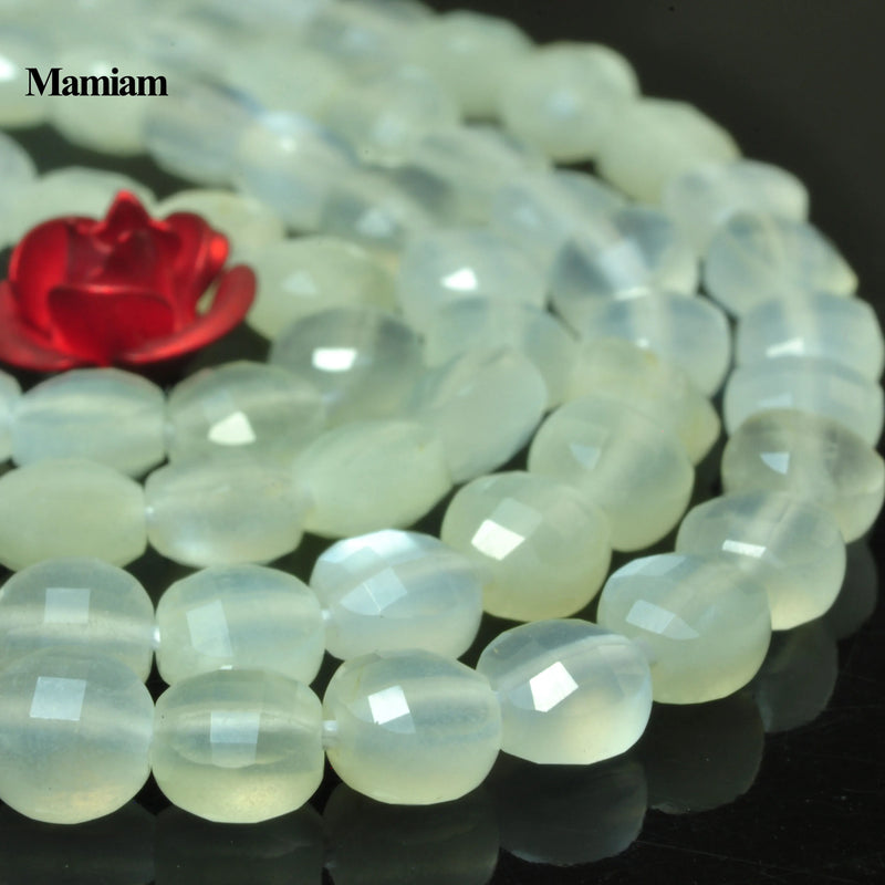 Moonstone Faceted Coin Stone 4mm Beads DIY Jewelry Making