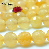 Mamiam Natural Yellow Jade Faceted Round Beads 6mm 8mm DIY Jewelry Making