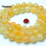 Mamiam Natural Yellow Jade Faceted Round Beads 6mm 8mm DIY Jewelry Making