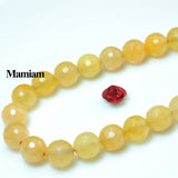 Mamiam Natural Yellow Jade Faceted Round Beads 6mm 8mm DIY Jewelry Making